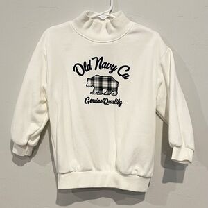 Old Navy White Graphic Logo Fleece Toddler Kids Pullover Sweater Size 3T
